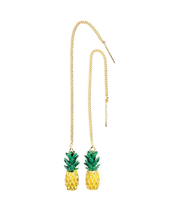 18K Gold Plated Tassel ear wire Fruit Pinapple and Stawberry Women Dangle Drop Earrings - C4182AHDHN3