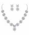 EleQueen Women's Silver-tone Cubic Zirconia Teardrop Snowflake Flower Bridal Necklace Earrings Set - Clear - CB182KUAEN3