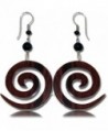 Earth Accessories Stainless Steel Organic Wood Dangle Earrings (Assorted Designs) - Spiral Shaped - CX12O3JTR3C
