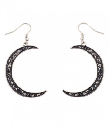 Lux Accessories Galaxy Celestial Crescent Moon Pave Crystal Dangle Earrings. - CK11WUVVR0B
