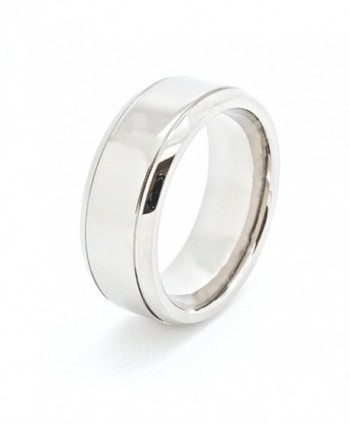 Unique 8mm Flat Polished Grooves Titanium Wedding Band (Available in Sizes 5-14.5) - C41102H4TEB