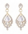 EleQueen Women's Gold-tone Austrian Crystal Teardrop Dangle Chandelier Sparking Earrings - Clear - CM12BTVMDFP