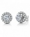 1.59 Ct Round White Topaz 925 Sterling Silver Stud Earrings with Jackets - CA11MDF2UZF