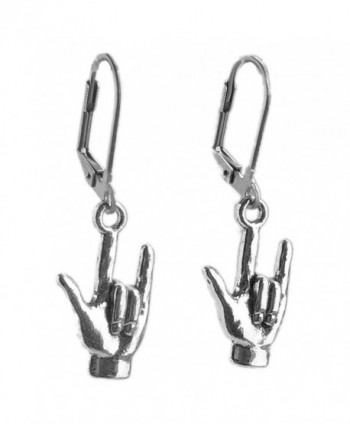 Sabai Silvertone ASL I Love You Sign Language Charms Dangle Earrings - CQ187KLMSII