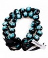 Barbra Collection Hawaiian Style Kukui Nut Lei Hibiscus Hand Painted Turquoise Flower 32 Inches - CB127QGQE6V