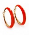 Bright Orange Hoop Earrings (Gold Tone Metal) - 5cm Diameter - C4116Q18LN7
