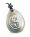 Amulet Wolf Paw Yin Yang Magic Kanji Good Luck Balance Powers Agate Pendant Necklace - CD11BCRJOE5