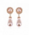 Alilang Golden Tone Rose Faux Pearl Antique Princess Teardrop Dangle Earrings - CB112WLW55Z