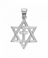 Small Messianic Star of David with Cross Charm in Sterling Silver - CZ11O00ZWOR