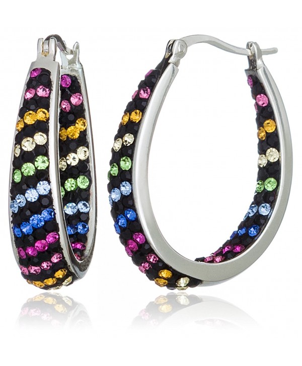 Carly Creations Women's Silver Plated Multi Crystal "Striped" Hoop Earring - CA12J1H4F2N