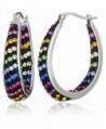 Carly Creations Women's Silver Plated Multi Crystal "Striped" Hoop Earring - CA12J1H4F2N