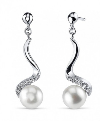 7.0mm Freshwater Cultured Pearl Dangling Earrings Sterling Silver - C712NR20OZN