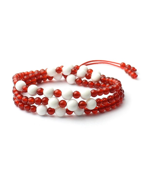 O-stone Red Agate + Tridacna Mala 4-6mm Meditation Mala Bracelet Necklace Grounding Stone Protection - CS11CJ0NX37