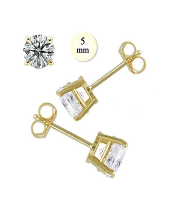 Crazy2Shop 14K Yellow gold Round Cut Simulated Diamond Earring (1 cttw)- 5mm - CC115GHGLIT