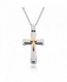 Cross Necklace for Men & Women with Large Pendant and 24 Inch Chain (Silver and Gold Tone) - C011MYGXAQ5