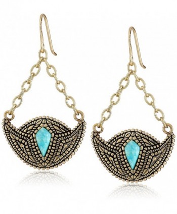 Barse Village Turquoise Bronze-Color Crescent Drop Earrings - C8119PQP68X