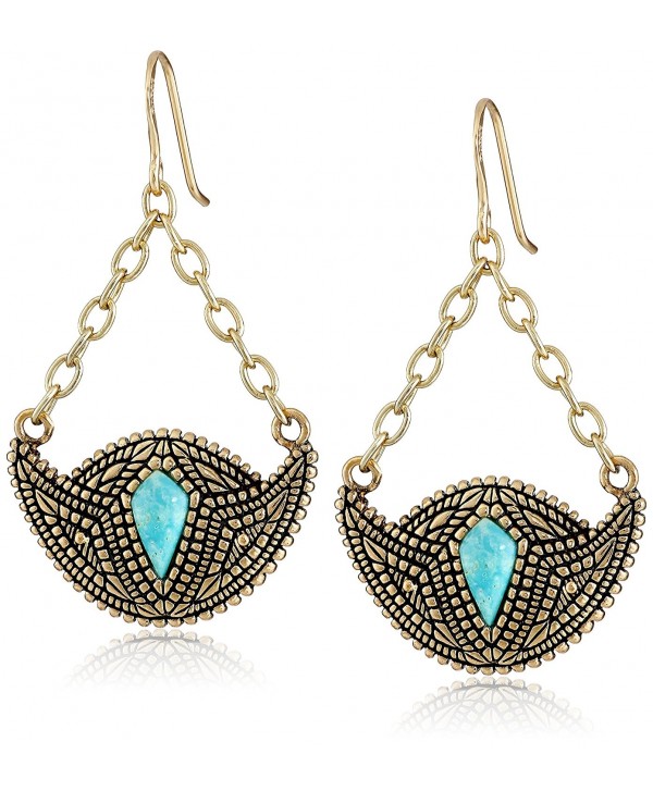 Barse Village Turquoise Bronze-Color Crescent Drop Earrings - C8119PQP68X