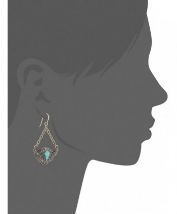 Barse Turquoise Bronze Color Crescent Earrings