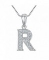 FANZE Women's 925 Sterling Silver Cubic Zirconia Initial Alphabet A-Z 26 Letters Pendant Necklace - C5187E4HW5S