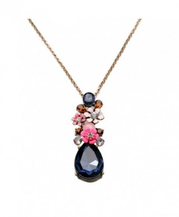 Peony.T Women's Vintage color Crystal Pendant Long Sweater Chain Necklace - CH17YLR7NNU