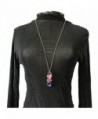 Peony T Rhinestone Multi color Gemstone water drop in Women's Chain Necklaces