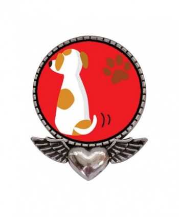 GiftJewelryShop Ancient Style Silver Plate Jack Russell Terrier Dog Heart With Angel Wings Pins Brooch - CX11T6Q4XJP