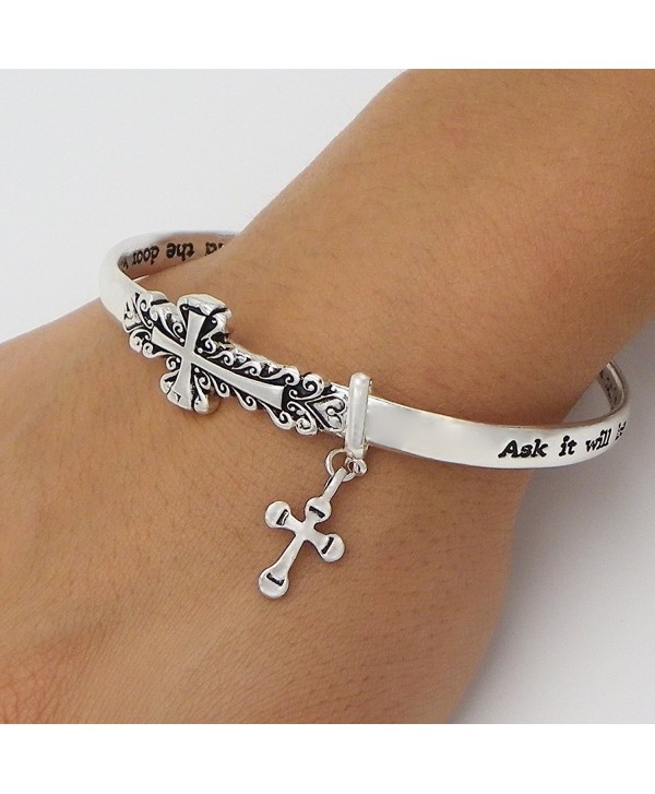 Rosemarie Collections Women's Sideways Cross Religious Twist Bangle Bracelet - CP124ZACDID