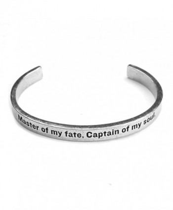 Women's Note To Self Inspirational Lead-Free Pewter Cuff Bracelet - Master Of My Fate - C311Y9KBACZ
