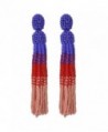 Idealway Handmade Statement Earring Bohemian Beaded Long Tassels Elegant Earrings (Pink) - CQ188KIUGNY