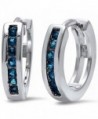 Half Eternity Round Simulated Blue Sapphire .925 Sterling Silver Hoop Earrings - CX12I7RLI5Z