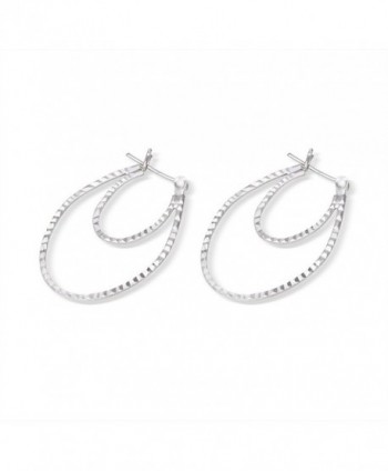 Sterling Silver Diamond Rhodium Earrings in Women's Hoop Earrings