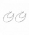 Sterling Silver Diamond Rhodium Earrings in Women's Hoop Earrings
