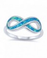 Sterling Silver Simulated Blue Opal Infinity Band Ladies Ring 9mm ( Size 5 to 10 ) - CH12ITS8AB1