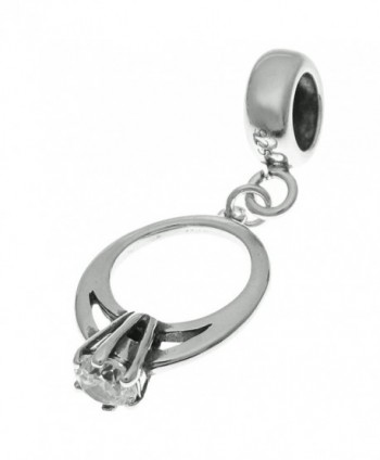 925 Sterling Silver Engagement Wedding Ring Cz Dangle For European Charm Bracelets - CR11HTPRWI9