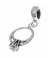 925 Sterling Silver Engagement Wedding Ring Cz Dangle For European Charm Bracelets - CR11HTPRWI9