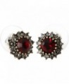 Yoursfs Vintage Earrings Round Dark Red Austrian Crystal/Opal/Heart Shaped Studs Dainty Earrings - Burgundy - C812E1YBSSP