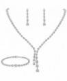 EleQueen Silver tone Zirconia Teardrop Necklace - Silver-tone - CV185HY3XRR