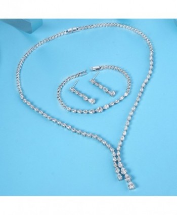 EleQueen Silver tone Zirconia Teardrop Necklace