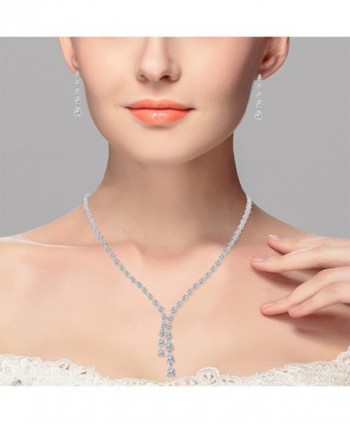 EleQueen Silver tone Zirconia Teardrop Necklace in Women's Jewelry Sets