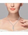 EleQueen Silver tone Zirconia Teardrop Necklace in Women's Jewelry Sets