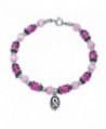 Bling Jewelry Enamel Cancer Awareness Bracelet Pink Crystal Silver Ribbon - C011553MJS5
