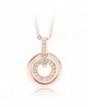 MYJS Circle Rhodium Plated Classic Pendant Necklace with Clear Swarovski Crystals - 17+2" Extender - CJ1230MABAN
