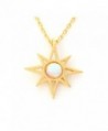 LAONATO Round Opal Sunshine Necklace 17" Gold Plated Brass - White opal - CG17YL5NZOK