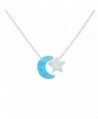Opal Moon and Star Necklace I Love You To The Moon And Back Necklace 925 Sterling Silver Chain - CW182DM3LTH