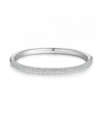 MYJS Stone Mini Bangle Bracelet with Swarovski Crystals Rhodium Plated - C717YGYIZYG