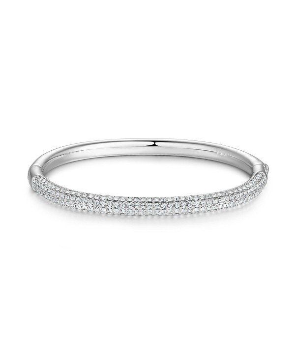 MYJS Stone Mini Bangle Bracelet with Swarovski Crystals Rhodium Plated - C717YGYIZYG