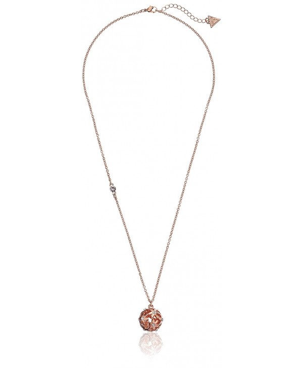 GUESS "Basic" Floral Ball Pendant Necklace - Rose Gold - CX11BAKQGNP