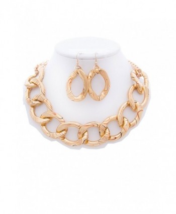 WOMEN'S FASHIONABLE ANIMAL PRINTED CHAIN NECKLACE AND EARRINGS SET - Designed In USA - GOLD - CI1852RMR99