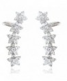 Boderier Ear Cuffs Earring Crystal Flowers Ear Crawler Hypoallergenic Stud Ear Climber Jackets - Silver - C2184QYQCTE