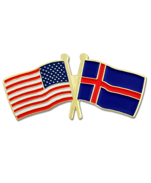PinMart's USA and Iceland Crossed Friendship Flag Enamel Lapel Pin - CB119PEPCQV
